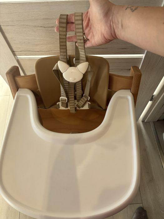 Krzeselko stokke tripp trapp tacka szelki baby set