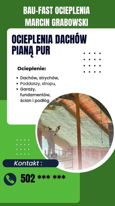 Ocieplenie poddasza, piana pur, izolację natryskowe!