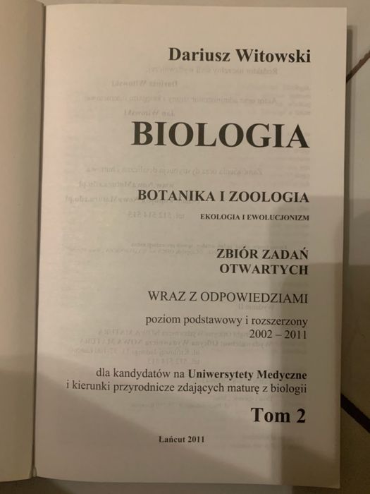 Witowski - Biologia - zbiór zadań - dwa tomy