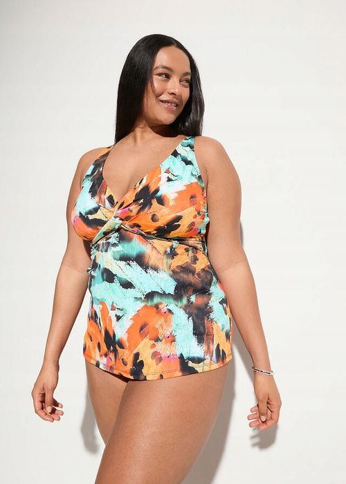 B.P.C tankini kolorowe we wzory i czarne figi maxi r.48