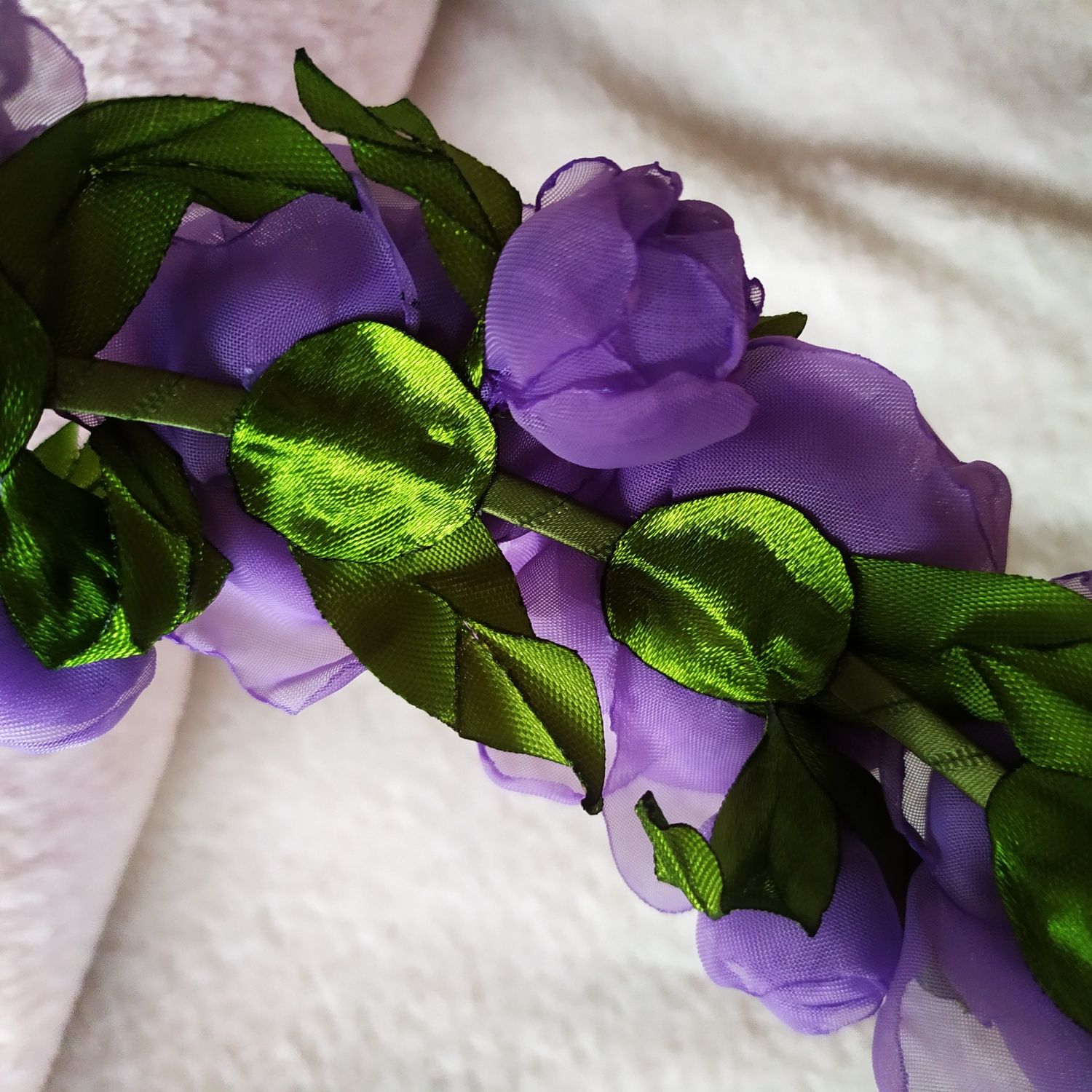 Обруч, ободок фиолетовый, веночек из цветов, віночок до вишиванки