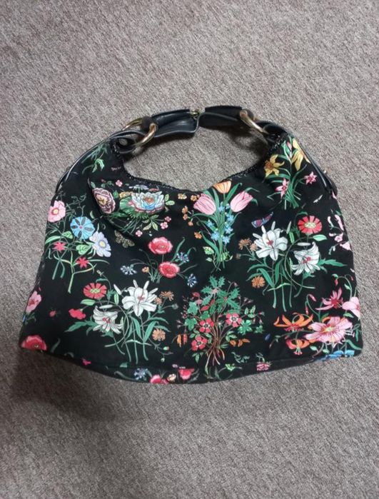 Сумка хобо GUCCI канва цветы,винтаж