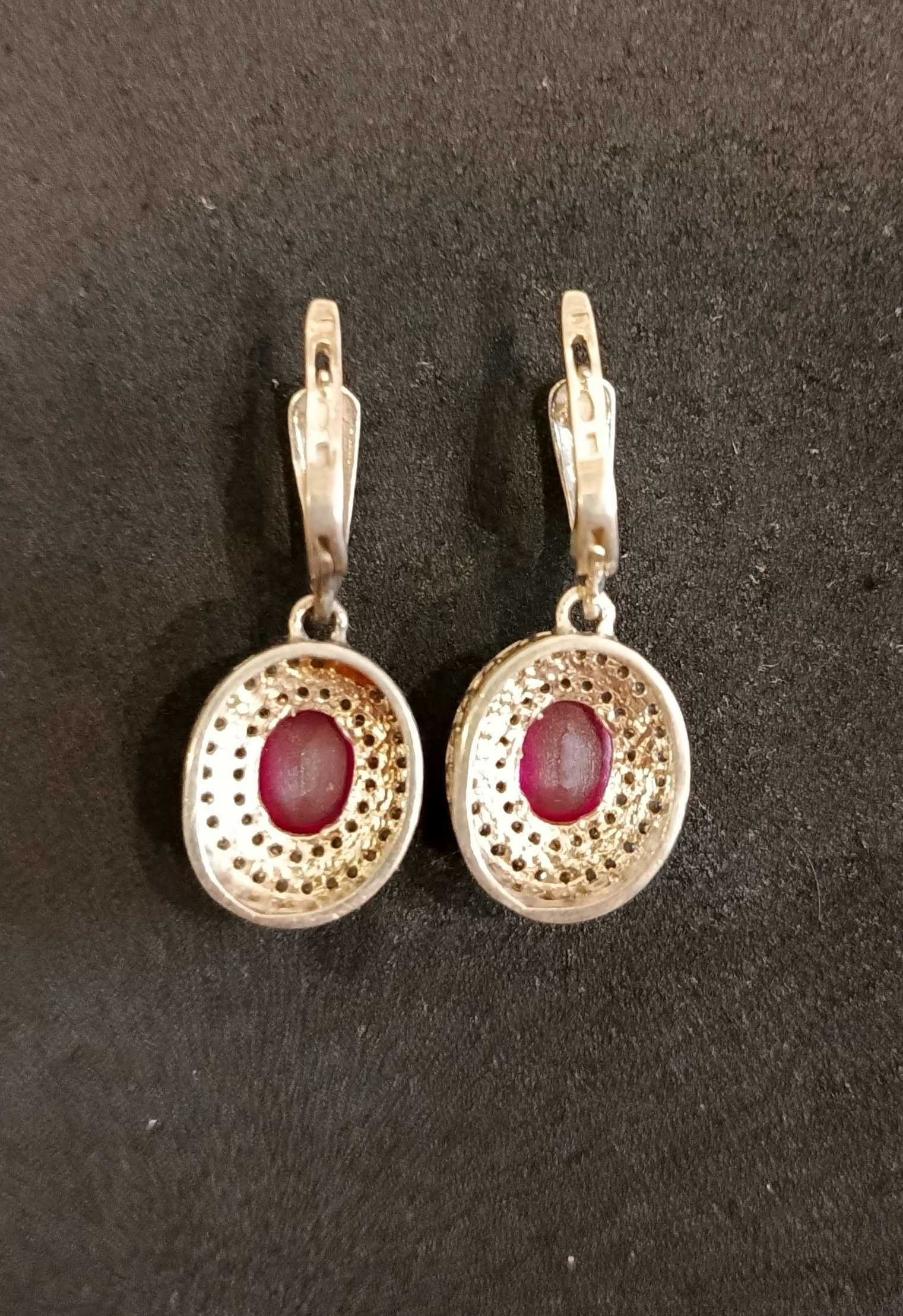 Женские серебряные с позолотой серьги (925 / 585 проба)