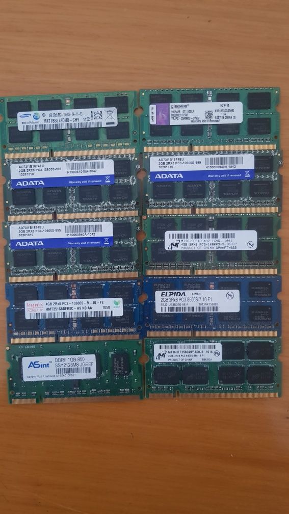 Memorias RAM ddr3 e ddr2 para portátil