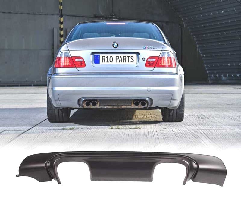 DIFUSOR PÁRA-CHOQUES TRASEIRO BMW E46 LOOK M3 CSL COUPE CABRIO SEDAN 98-05 SAIDA DUPLA