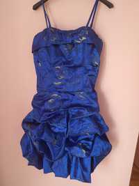 Sukienka S chaber niebieski zlota