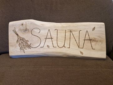 Ręcznie wypalana DĘBOWA tabliczka sauna
