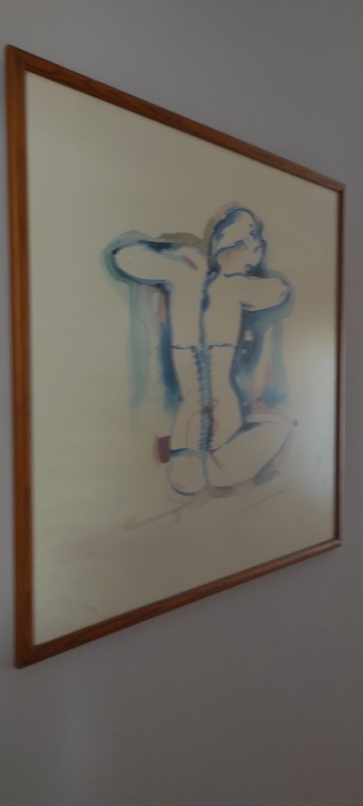 Bonita aquarela em tons de azul