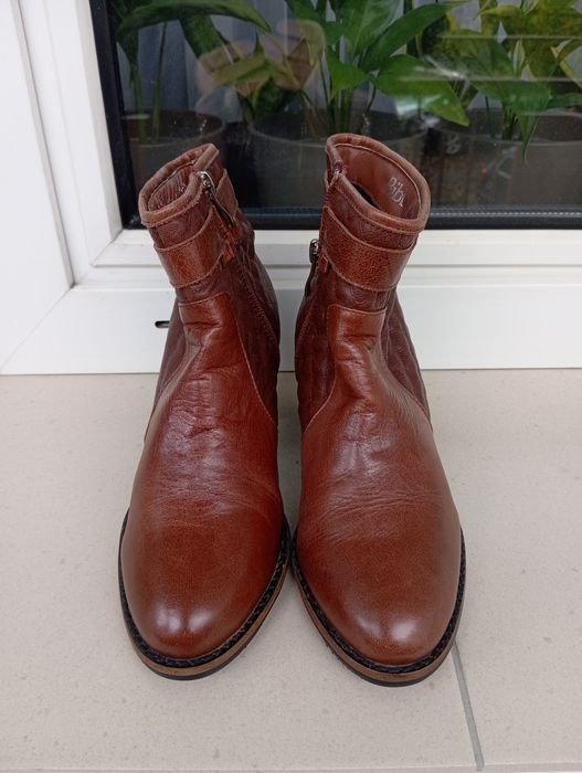 Brązowe skórzane buty botki kozaki Bibba no, rozm. 37