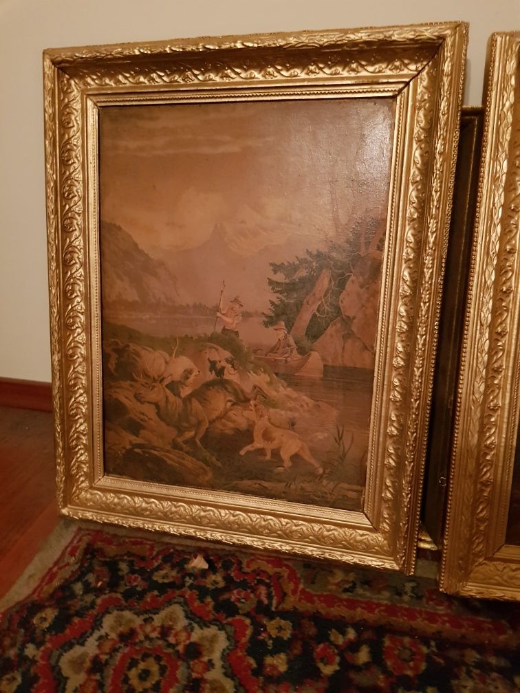 Sprzedam dwa oleodruki antyki jako komplet, bo identyczne ramy.