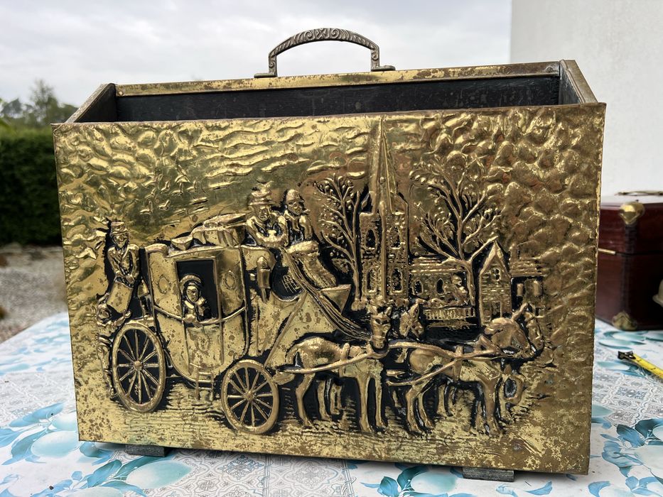 Gazetnik mosiądz drewno antyk