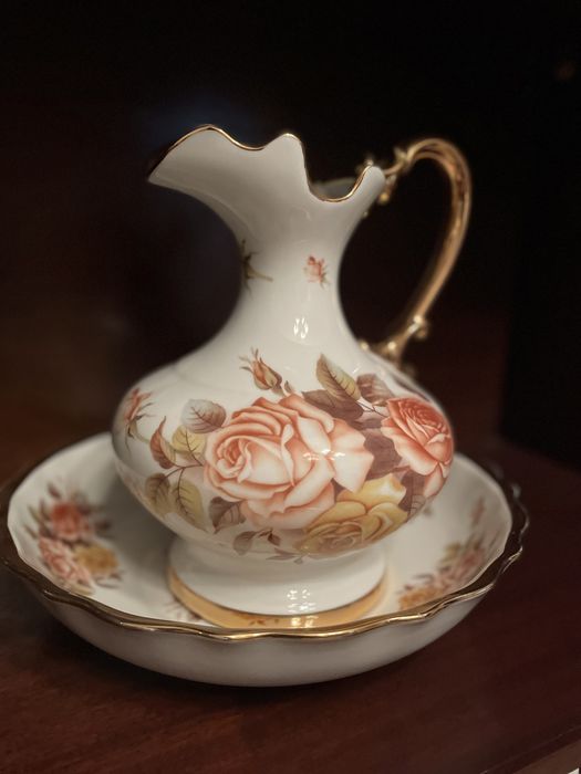 Jarro + prato - Salmão com pega dourada