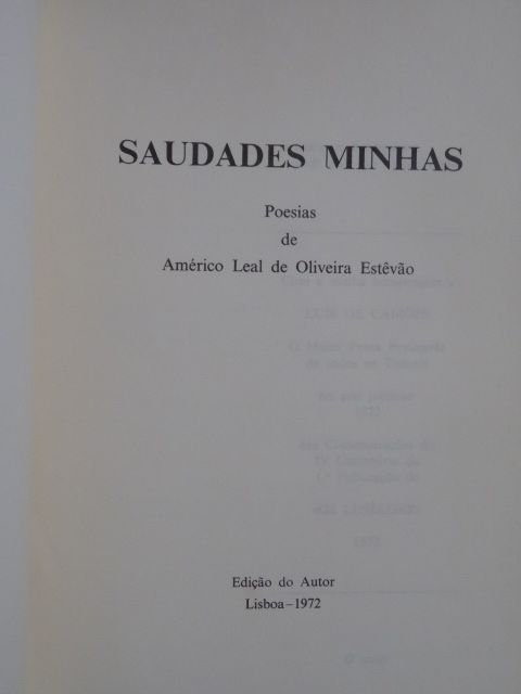 Saudades Minhas de Oliveira Estevão