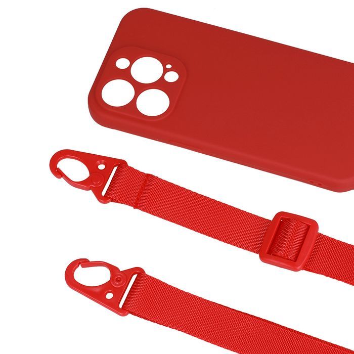 Strap Silicone Case Do Iphone 15 Wzór 2 Czerwony