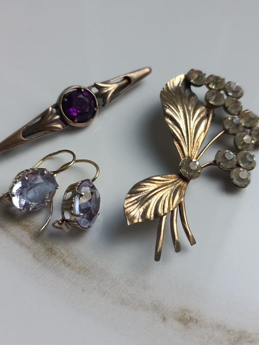 Серьги, броши серебро 875пр звезда