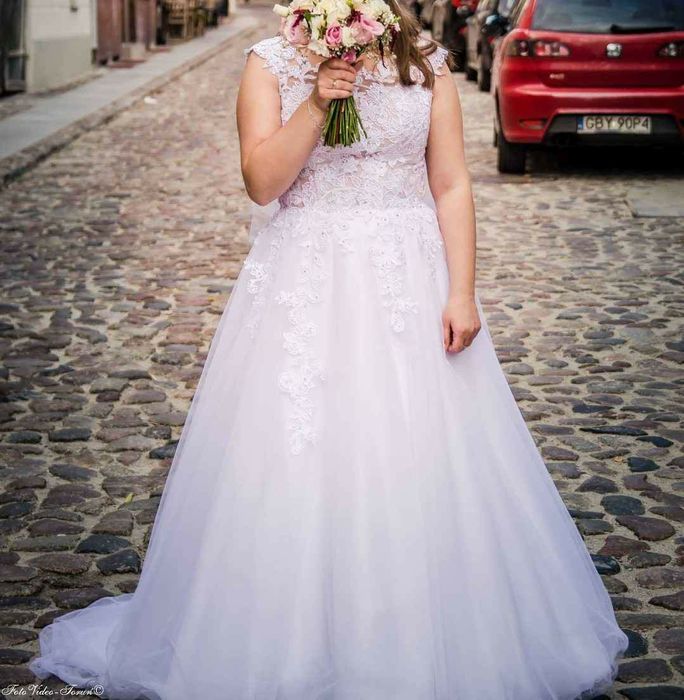 SUKNIA SUKIENKA Ślubnia Biala Rozmiar 40