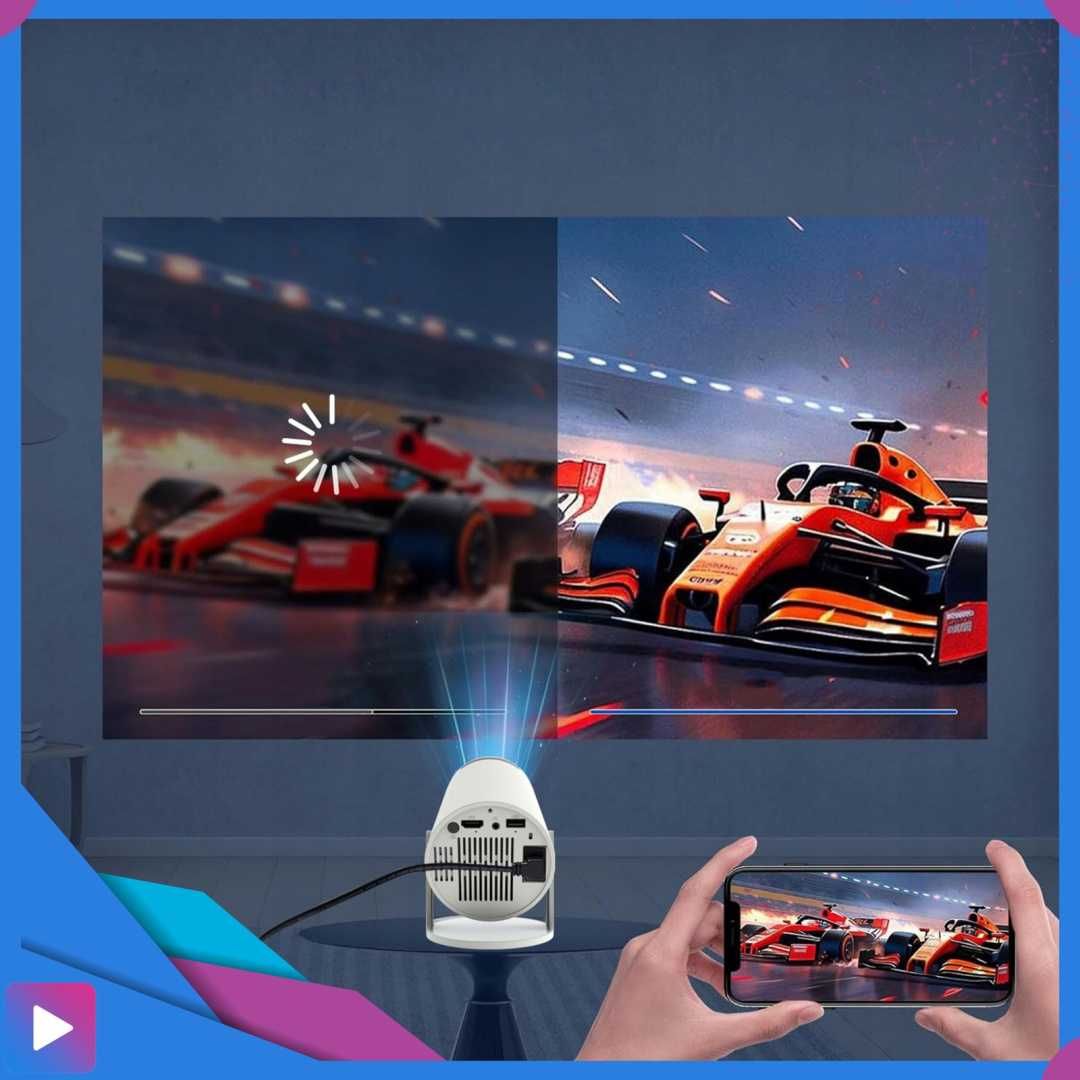 Projektor Smart Mini Android TV WiFi Bluetooth 5.0 HD 720p 4K Ready
