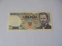 Banknot polski 200 złotych 1986 seria cw 077xxxx  stan bankowy b343