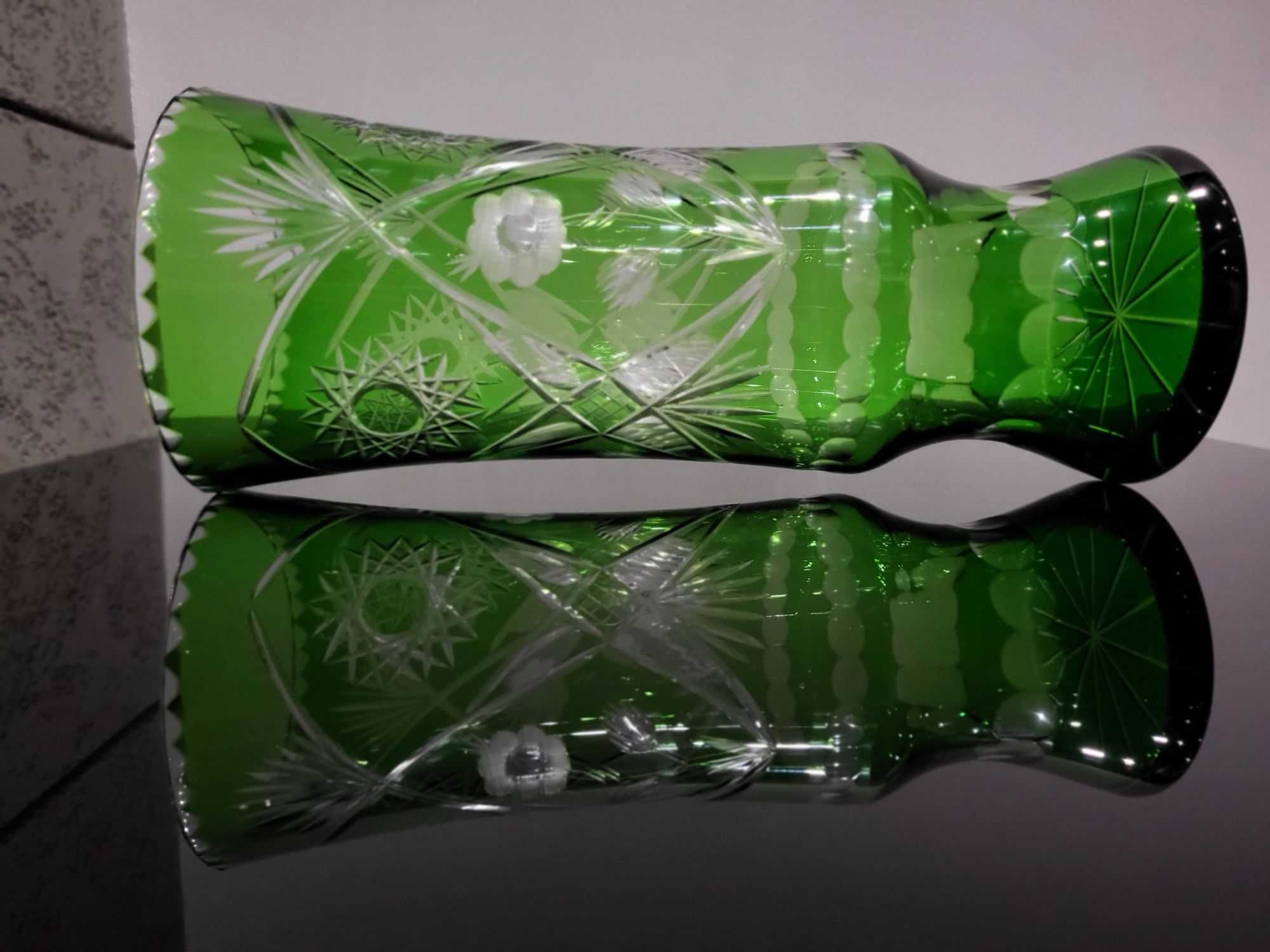 Kryształowy wazon zielony 35cm Super prezent kryształ