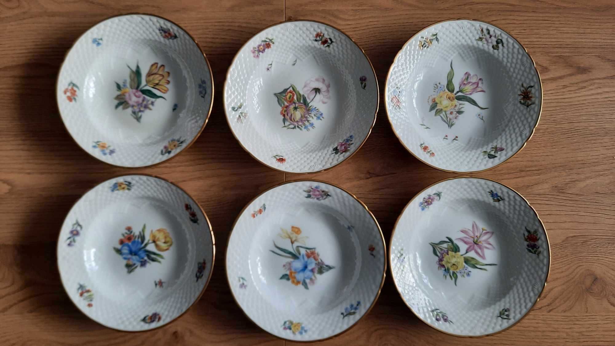 Talerze obiadowe ręcznie malowane Bing & Grondahl, po 1915 6 sztuk
