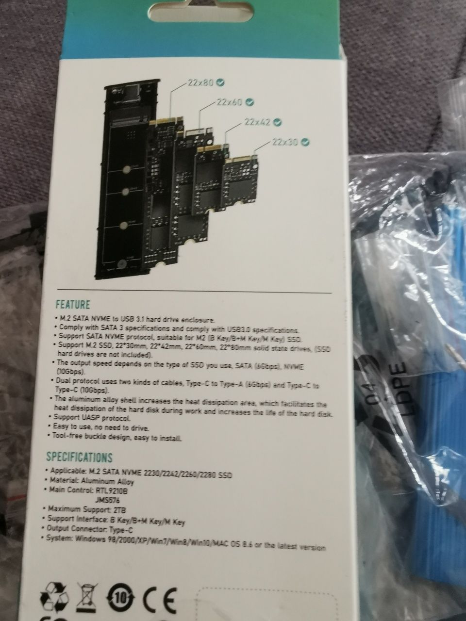 Nowa obudowa dysku NVMe, SSD NVME SATA M2 USB-C