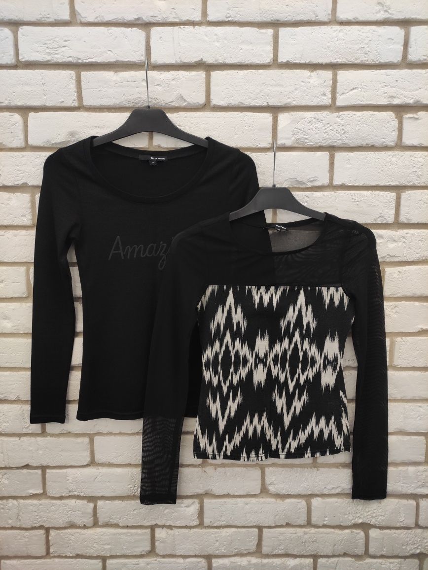 Zestaw 2 czarne cienkie bluzki TALLY WEIJL rozmiar XXS/XS
