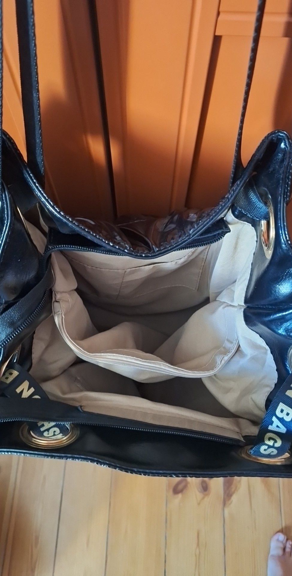 NOWA!!! Torba, czarna, pikowana, błyszcząca, Fashion Bags