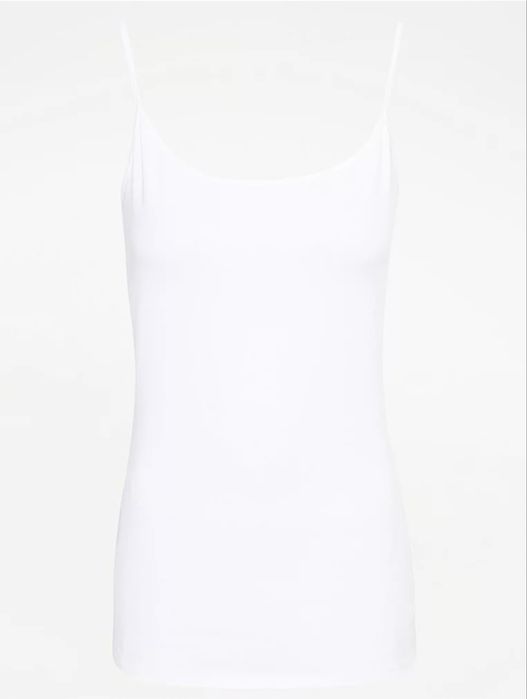 8 36 George biała gładka dopasowana koszulka na ramiączkach bawełniana