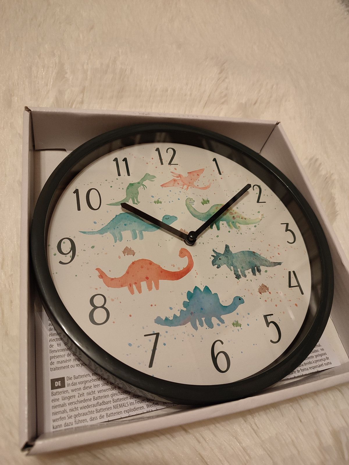 Nowy zegar ścienny dla dziecka 23 cm Dinozaury
