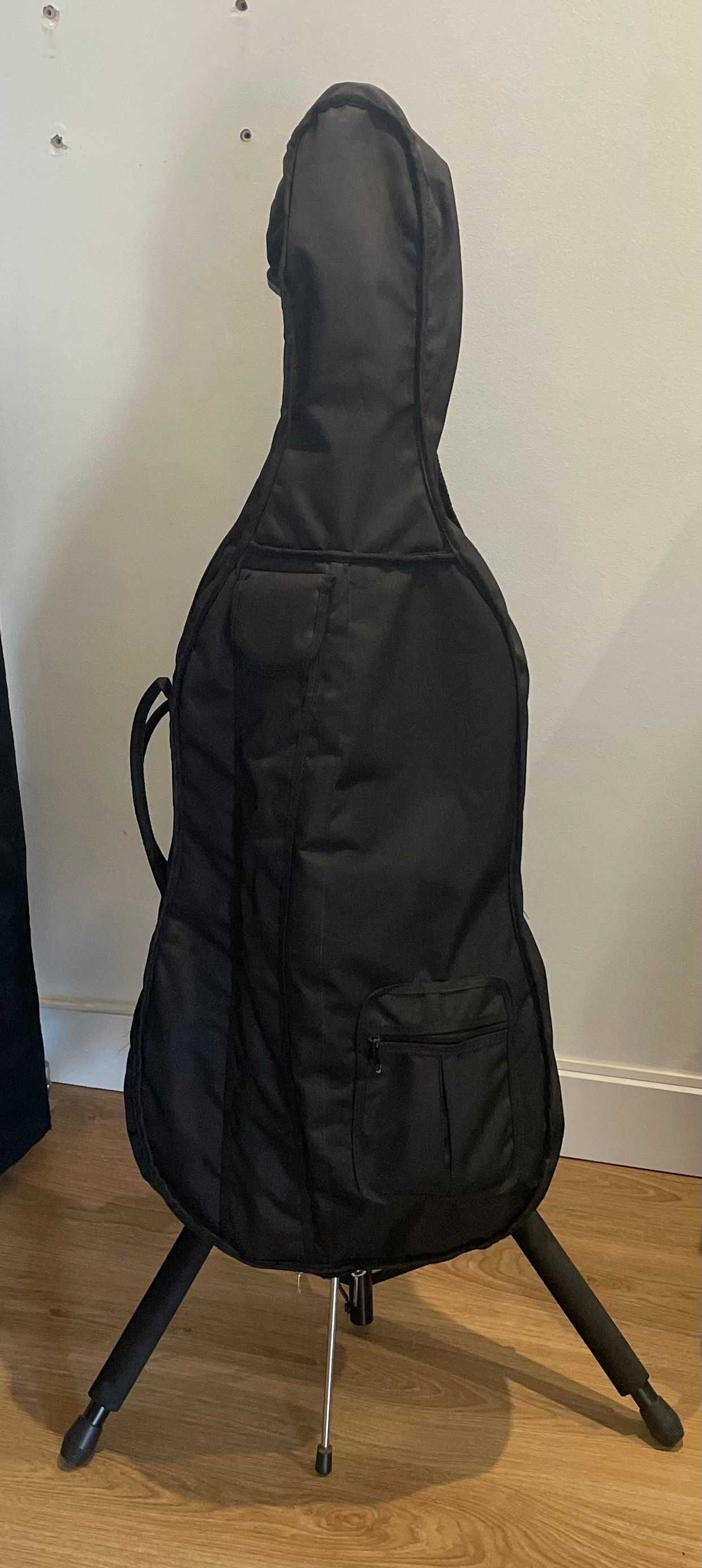 Violoncelo usado com suporte tripé