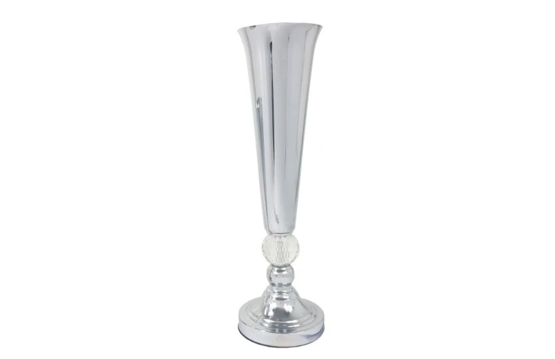 Srebrny wazon metalowy wys 46 cm Glamour
