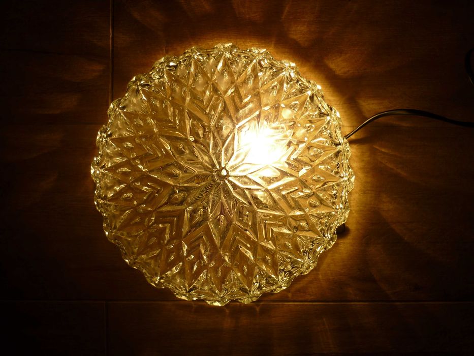 Plafon  PRL szkło WILKASY, POLAM, kryształowy NOWY