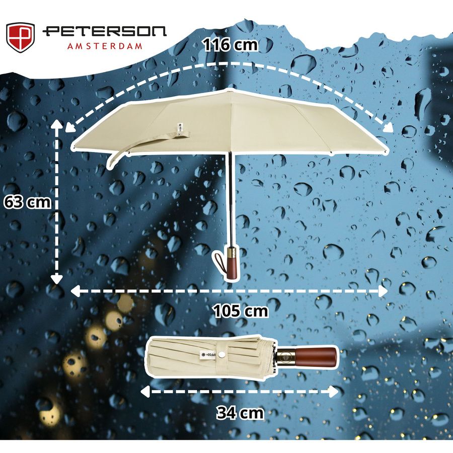 Biały, przeciwdeszczowy i przeciwsłoneczny parasol rozkładany