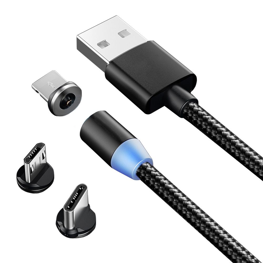 Kabel magnetyczny 3w1 micro typ-c usb do iphone 1m Złoty