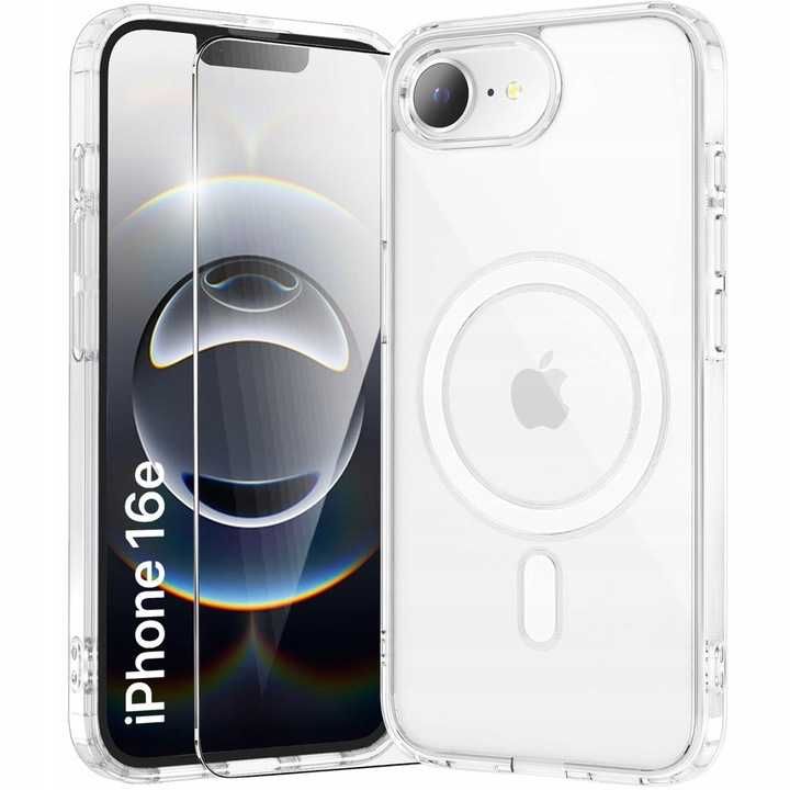 Etui Do iPhone 16e Wzmacniane MAGSAFE Clear Case+ szkło hartowane 9H