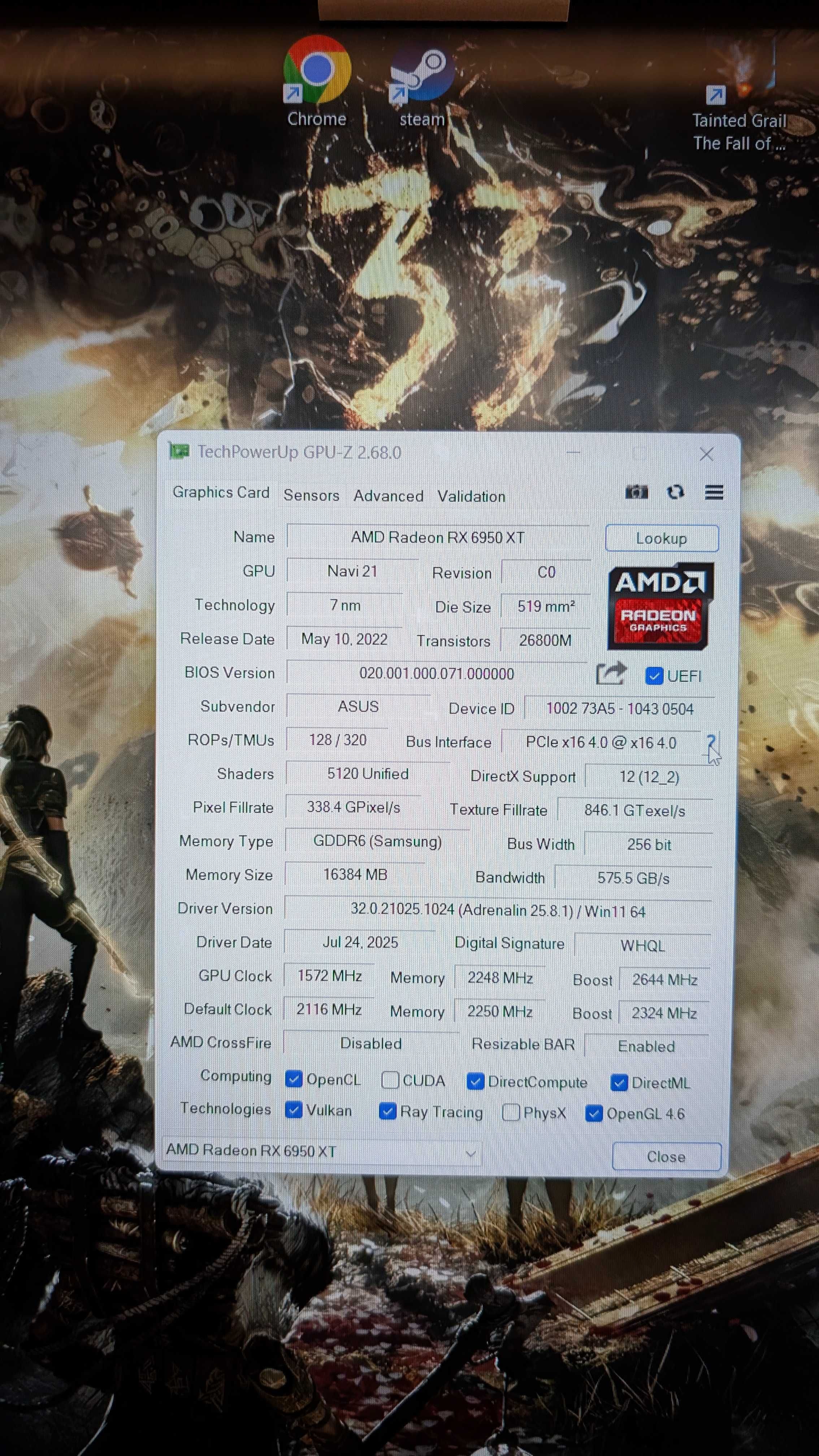 ASUS TUF Gaming RX 6950 XT 16GB GDDR6 клавіатура в подарунок