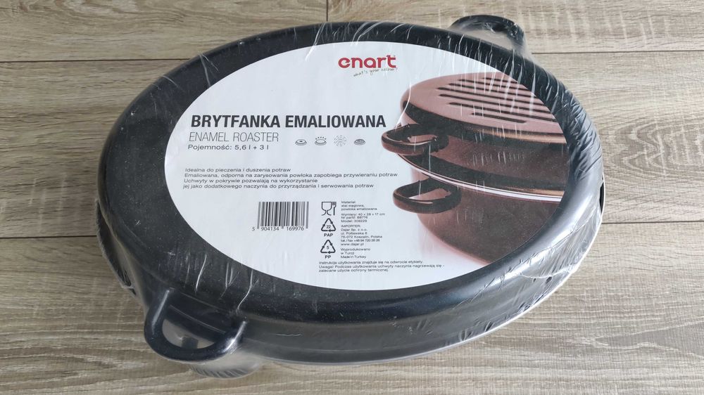 Brytfanka emaliowana 5,6 L + 3 L - nowa, zafoliowana