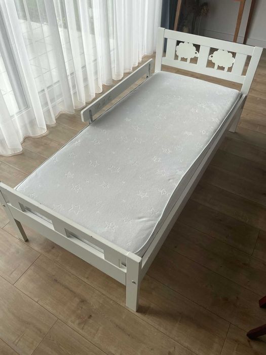 IKEA KRITTER łóżko z barierką białe 70x160 - kompletne