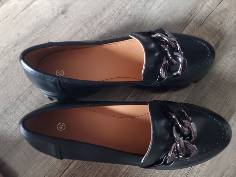 Mokasyny buty czarne 41 26.5 NOWE