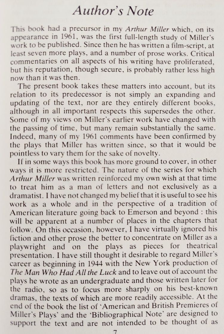 Arthur Miller - A Study of his Plays