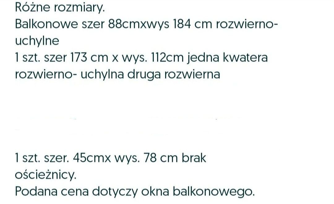 Okno balkonowe białe obustronnie