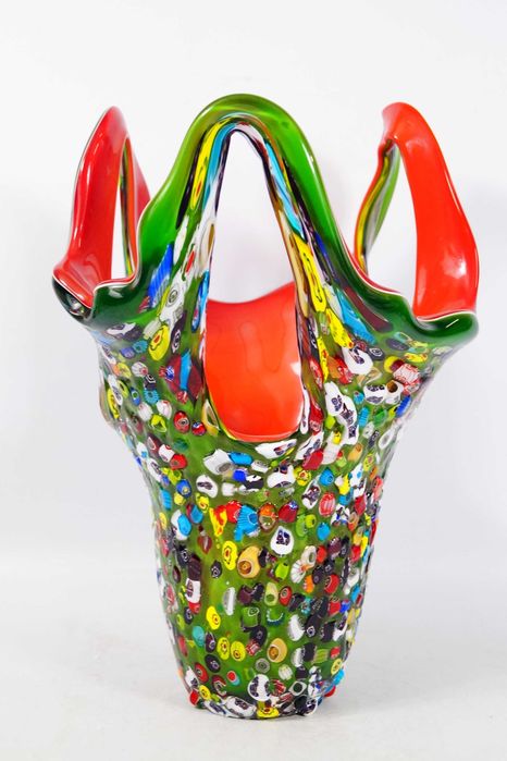 Wazon Murano style kolorowy szkło 3D cały wypukły unikat