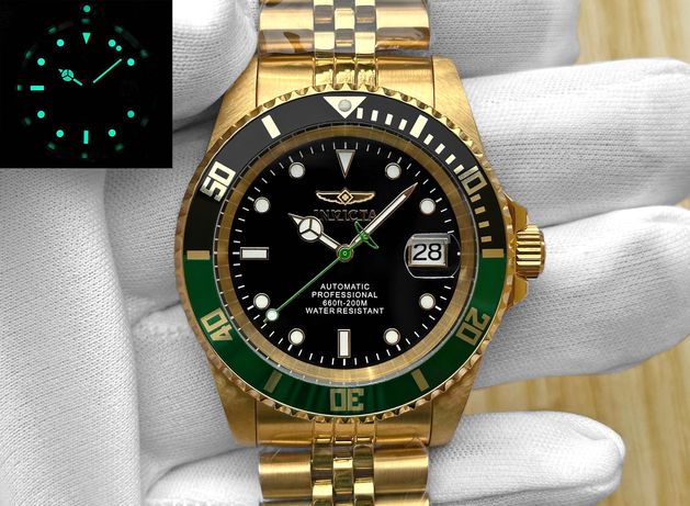 Часы Invicta 29184 Pro Diver Automatic 42 мм. Gold Green 200 MT