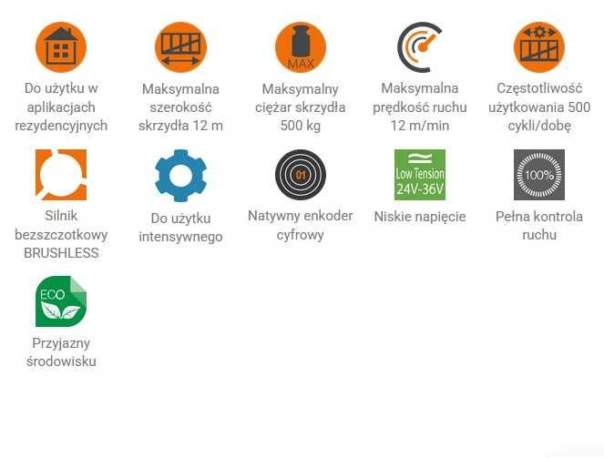 Napęd bramy przesuwnej ROGER do 500kg BM30/400/F silnik bezszczotkowy