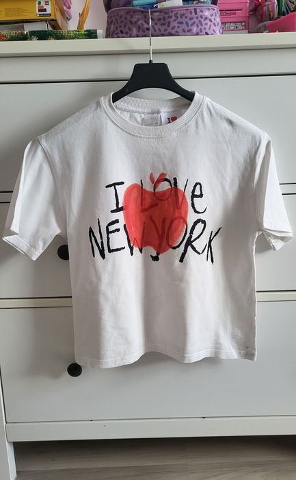 Zara t-shirt dziewczęcy bluzka biała z napisem 152