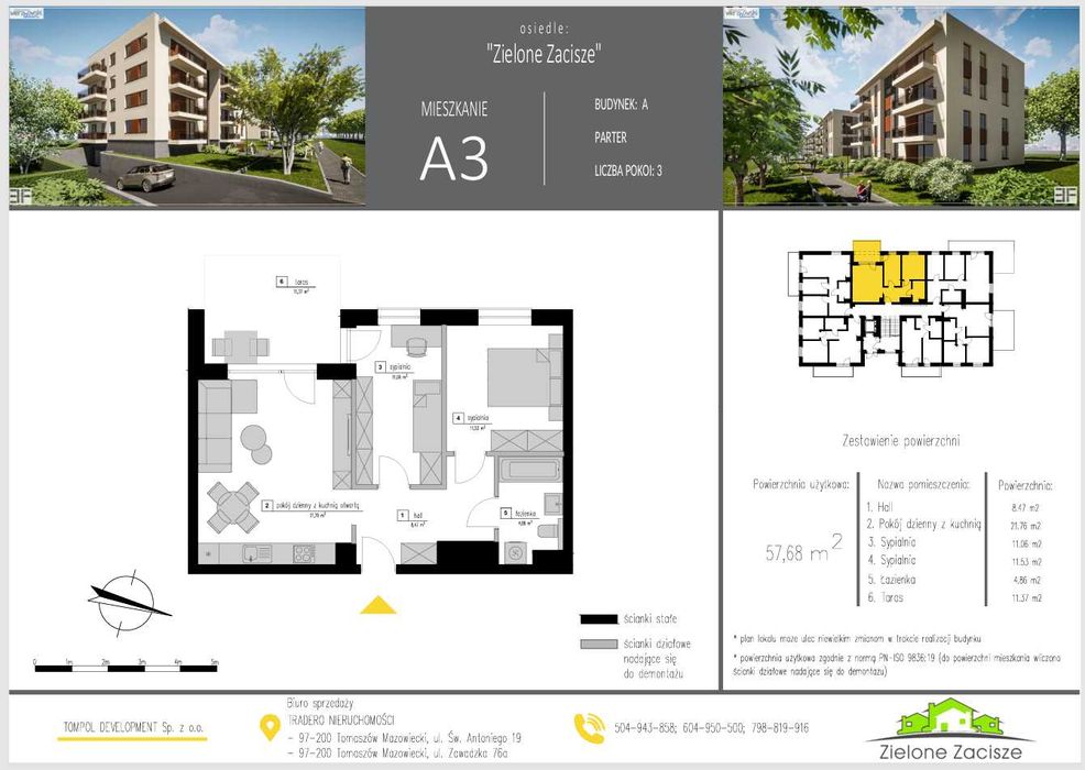 Osiedle Zielone Zacisze Opoczno I 59,5 m2I 3 pokoje I ogród 11,37m2