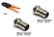 Zestaw.: zaciskacz HT-336C, złącze F zac 6,5 mm, złącze F zac 5,5mm