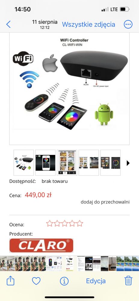 Sterownik oświetlena led WiFi Claro