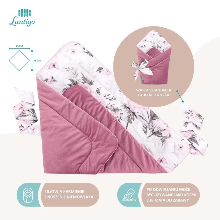 Kokon niemowlęcy otulacz zestaw z rożkiem bawełna/velvet 6w1 Lantigo