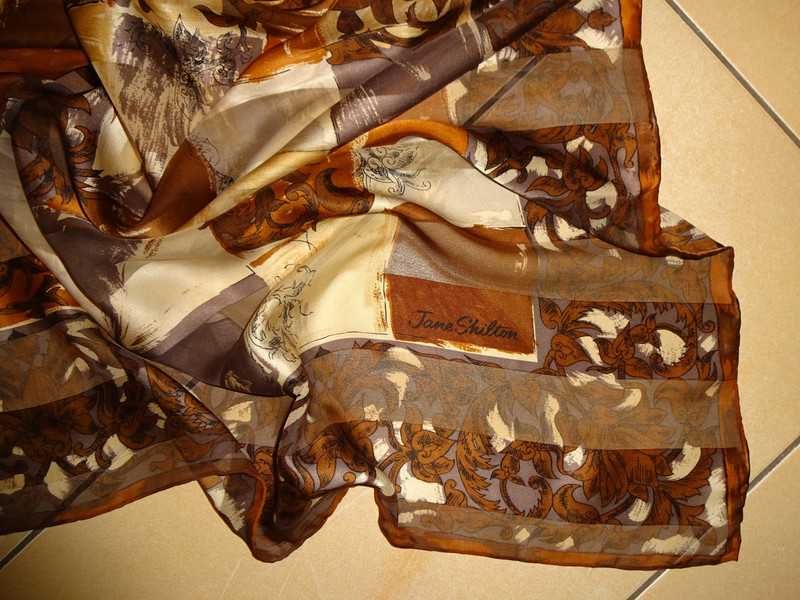 Jane Shilton Pure Silk ręcznie rolowana duża jedwabna chusta apaszka